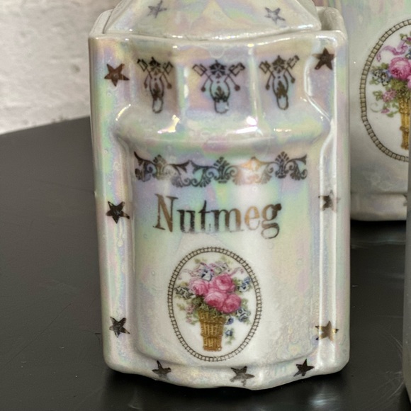 Antique 1920s Lusterware Spice Canisters by White Block Germany - Picture 6 of 12